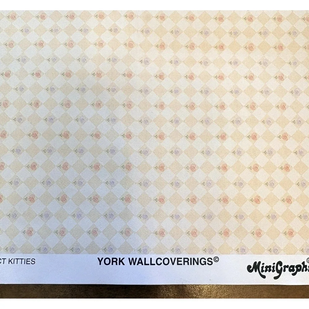 Minigraphics 2pcs Purrfect Kitties York Dollhouse Wallpaper Miniature 210D2